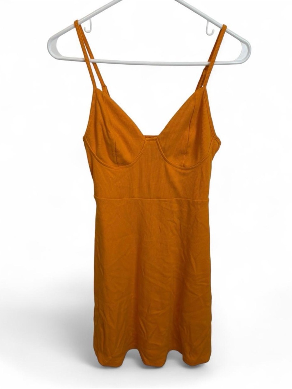 Wild Fable Women's Size Small Mango Orange Ribbed Knit Skater Mini Dress Cami